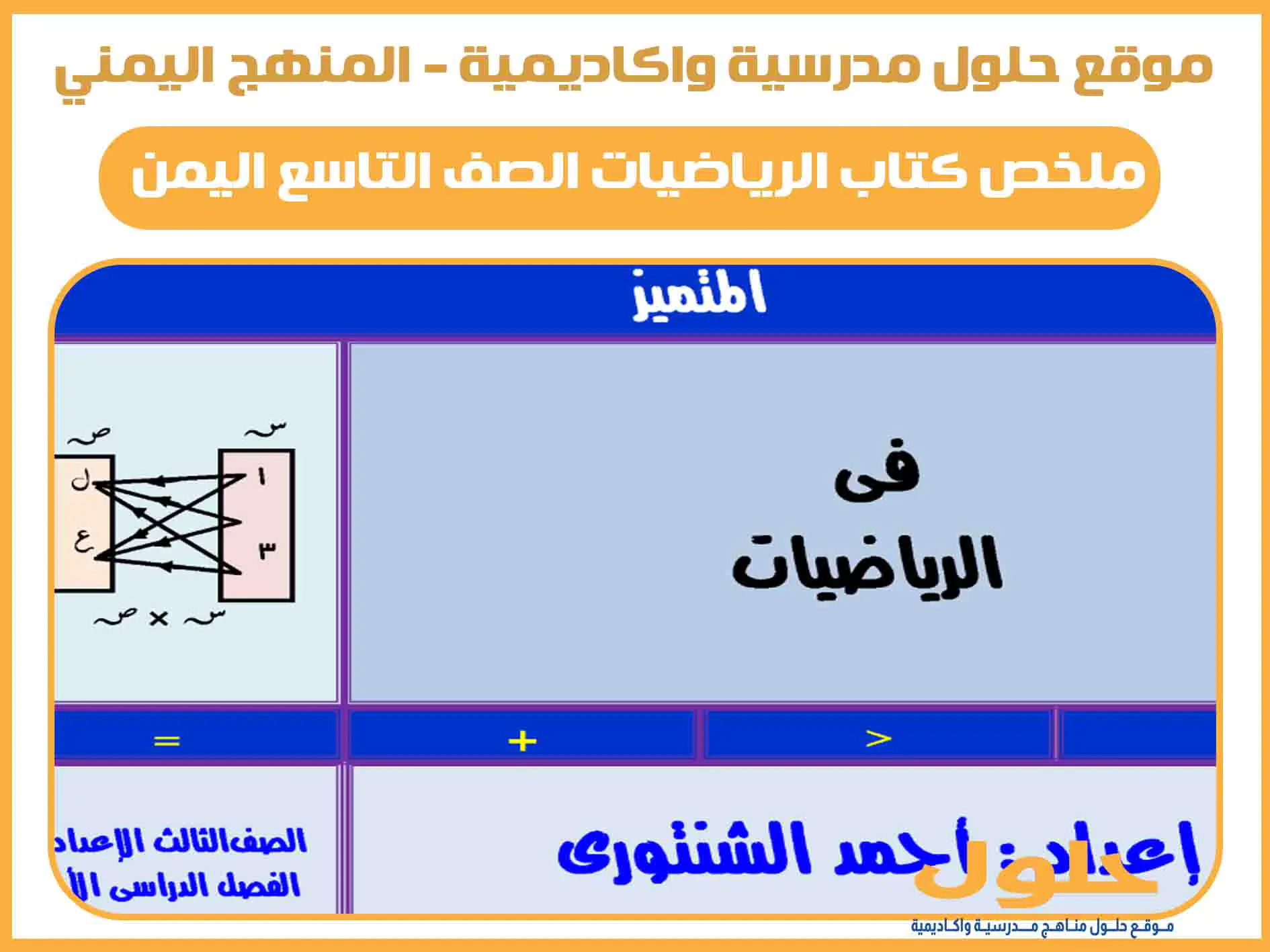 ملخص كتاب الرياضيات الصف التاسع اليمن pdf المنهج الجديد